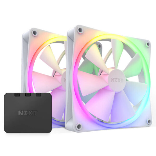 NZXT F140 RGB Twin Pack White – 2 x 140mm RGB Fans & Controller