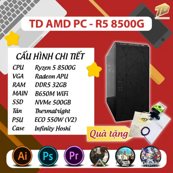 TD AMD PC (R5-8500G, B650M, 32GB DDR5, SSD 500GB)