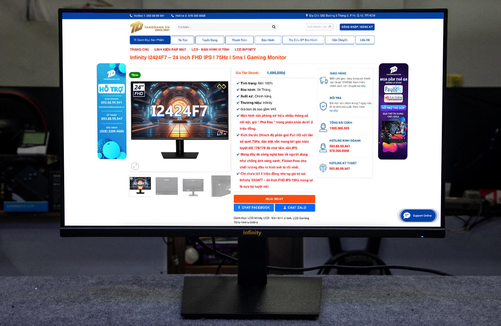 Infinity I2424F7 - 24 inch FHD IPS | 75Hz | 5ms | Gaming Monitor