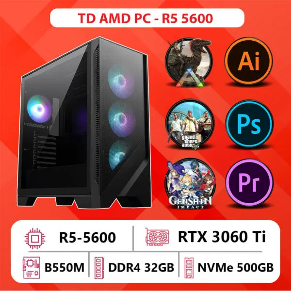 TD AMD PC (R5-5600, B550M, 3060TI, 32GB DDR4, SSD 500GB)