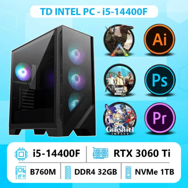 TD INTEL PC (I5-14400F, B760M, 3060TI, 32GB DDR4, SSD1TB)