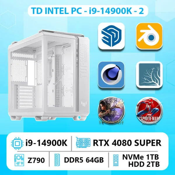 TD INTEL PC (i9-14900K, 4080Super, Z790, 64GB DDR5, SSD 1TB, HDD 2TB)