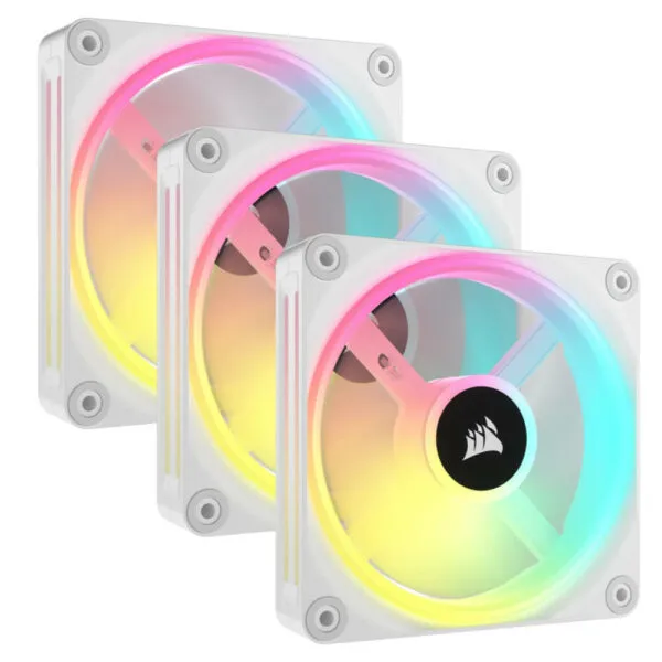 Corsair iCUE LINK QX120 White - RGB 120mm PWM PC Fans Starter Kit with iCUE LINK System Hub