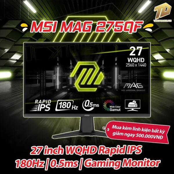 MSI MAG 275QF - 27 inch WQHD Rapid IPS | 180Hz | 0.5ms | Gaming Monitor