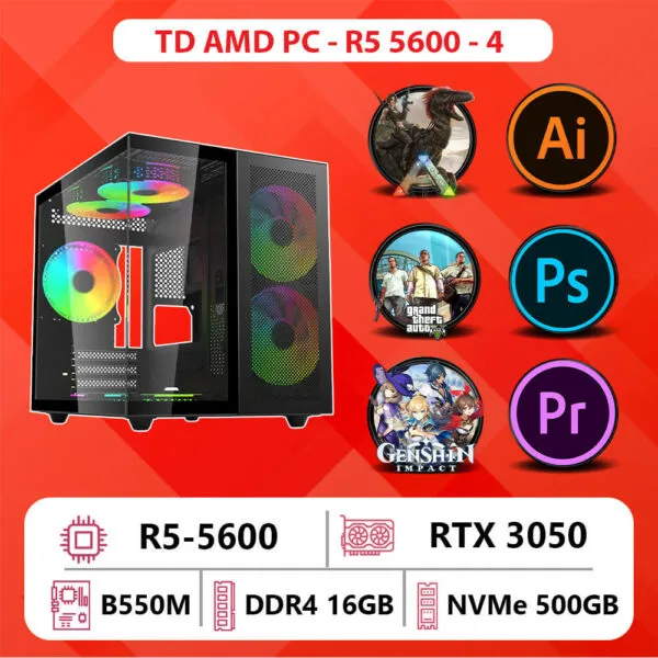 TD AMD PC (R5-5600, RTX 3050, B550M, 16GB DDR4, SSD 500GB)
