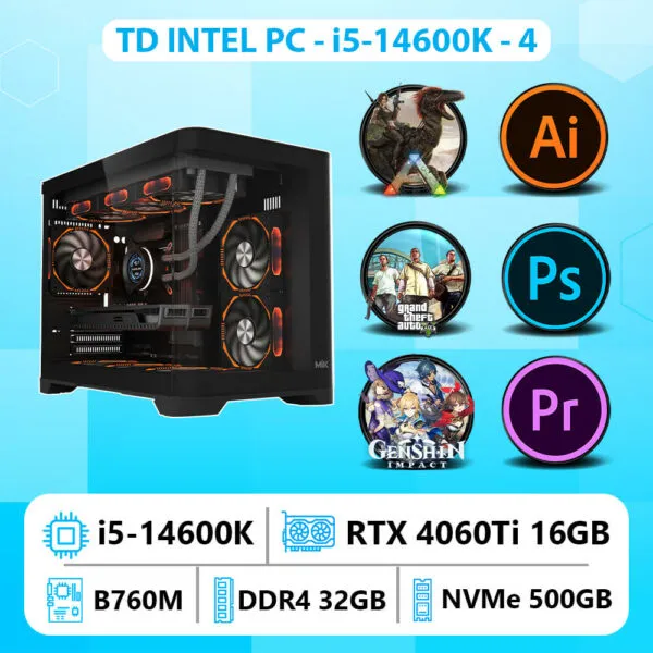 TD INTEL PC (i5 14600K, B760M, 4060ti 16GB, 32GB DDR4, SSD 500GB)