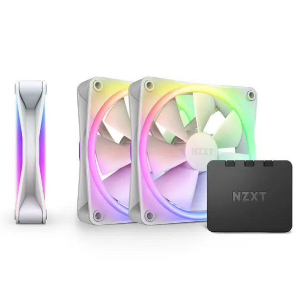 NZXT F120 RGB DUO Triple Pack White - 3 x 120mm RGB Fans & Controller