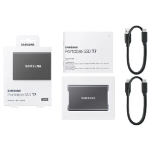 Samsung T7 Portable Gray 2TB H2 Samsung T7 Portable 2TB Gray - Portable SSD USB 3.2 Gen 2 - MU-PC2T0T/WW