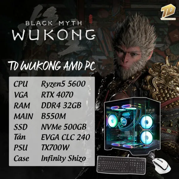 TD AMD WUKONG PC (R5-5600, B550M, RTX4070, 32GB DDR4, SSD 500GB)