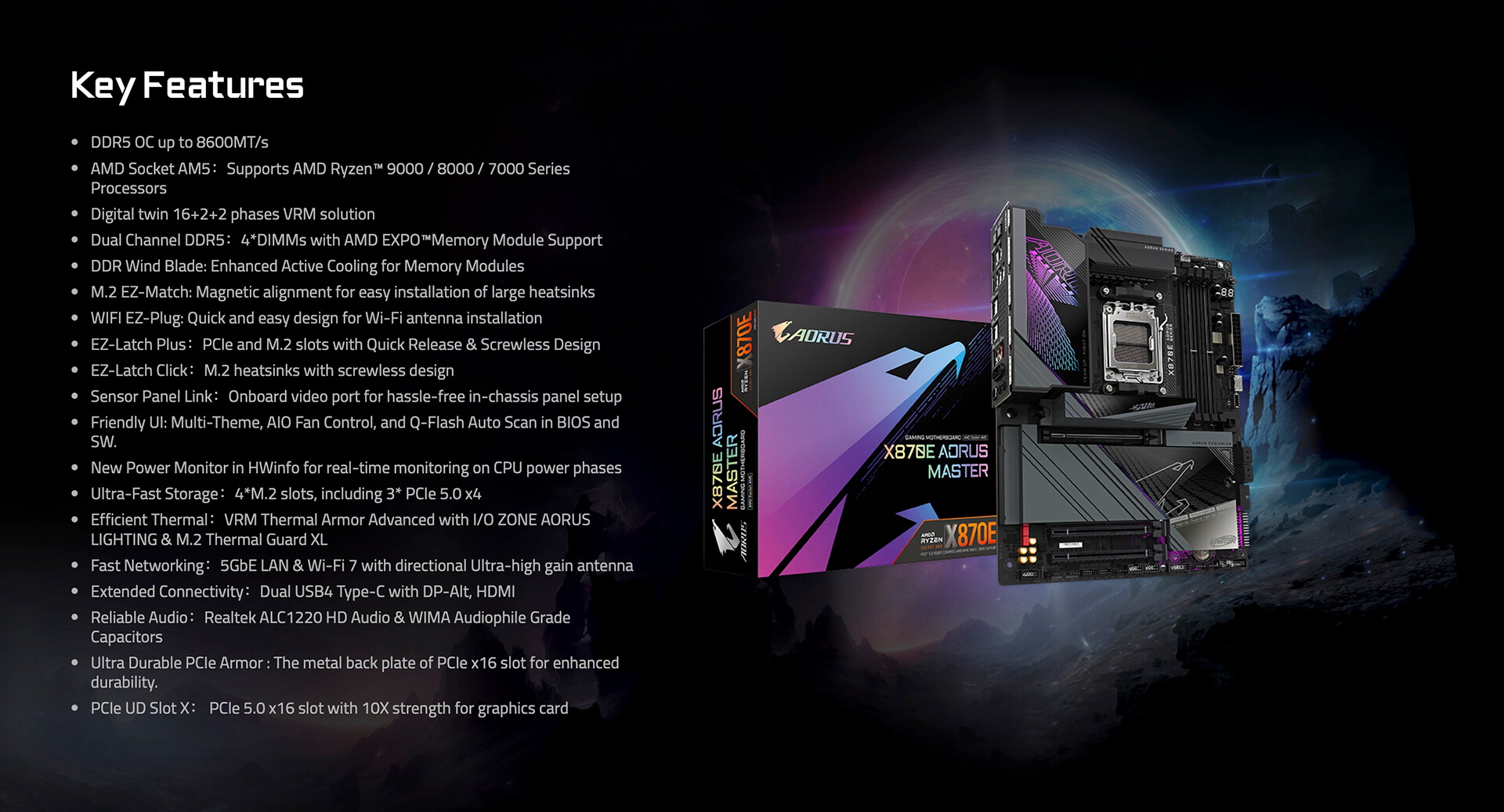 Gigabyte X870E AORUS MASTER Socket AM5 Featured Gigabyte X870E AORUS MASTER - Socket AM5