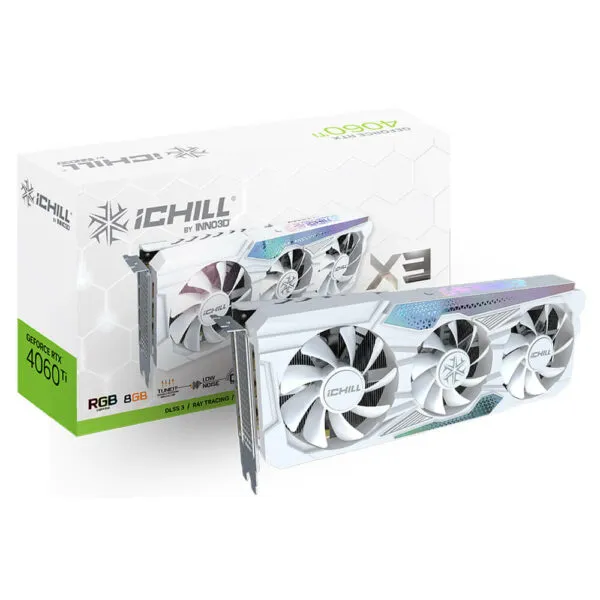 INNO3D GEFORCE RTX™ 4060 TI 8GB ICHILL X3 WHITE – 8GB GDDR6