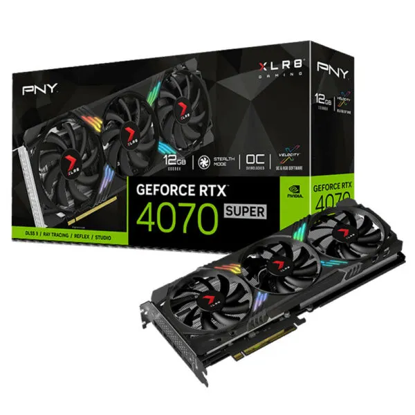 PNY GeForce RTX™ 4070 SUPER 12GB XLR8 Gaming VERTO™ EPIC-X RGB™ Overclocked Triple Fan DLSS 3 - 12GB GDDR6X