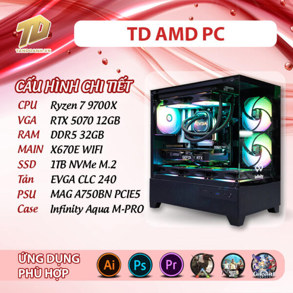 TD AMD PC (R5-9700X, RTX5070, B650M, 32GB DDR5, SSD 1TB)