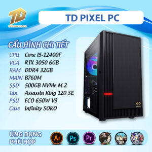 TD PIXEL PC (I5-12400F, B760M, RTX3050, 32GB DDR4, SSD 500GB)