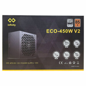 Infinity ECO 450W V2 H02 Infinity ECO 450W V2 – DC to DC – Hiệu suất 85% – Active PFC – Single Rail