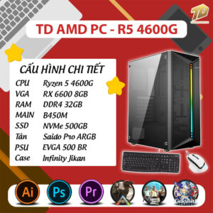 TD AMD PC (R5-4600G, B450M, 32GB DDR4, RX6600, SSD 500GB)