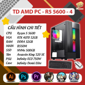TD AMD PC (R5-5600, RTX4070, B550M, 32GB DDR4, SSD 500GB)