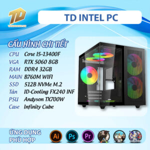 TD INTEL PC (I5-13400F, B760M, RTX 5060, 32GB DDR4, SSD 512GB)