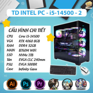 TD INTEL PC (I5-14500, B760M, RTX4060, 32GB DDR4, SSD 1TB)
