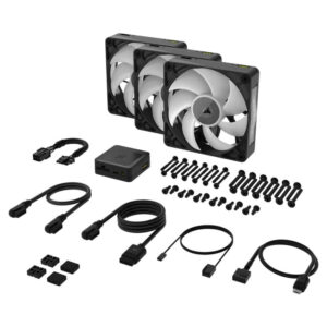 Corsair iCUE LINK RX120 MAX RGB 120mm PWM Thick Fans Starter Kit H3 Corsair iCUE LINK RX120 MAX RGB - 120mm PWM Thick Fans – Triple Pack – Black