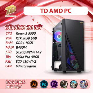 TD AMD PC (R5-5500, B450M, 16GB DDR4, SSD 500GB, RTX3050)