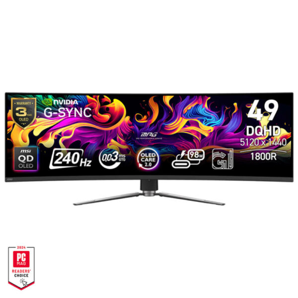 MSI MPG 491CQPX QD-OLED - 49 inch DQHD QD-OLED | 240Hz | 0.03ms | Type-C | Curved Monitor