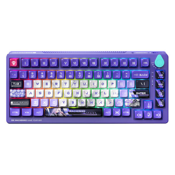 Machenike K600T-B82 White Purple Tri-Mode RGB (Shirasaiko) - Wireless Gaming Mechanical Keyboard