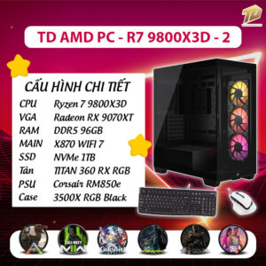 TD AMD PC (R7-9800X3D, X870E, 96GB DDR5, 9070XT, SSD 1TB)