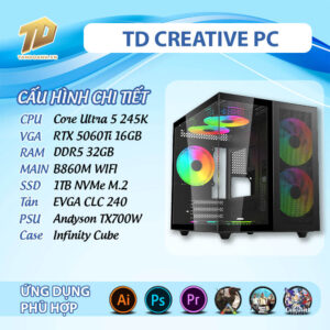 TD CREATIVE PC (Ultra 5 245K, B860M, RTX 5060ti, 32GB DDR5, SSD 1TB)