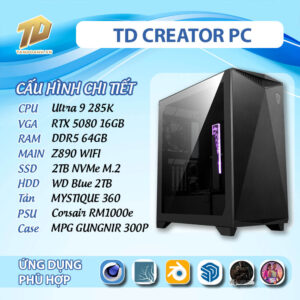 TD CREATOR PC (Ultra 9 285K, RTX5080, Z890, 64GB DDR5, SSD 2TB, HDD 2TB)