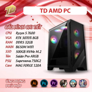 TD AMD PC (R5-7600, B650M, 32GB DDR5, 3070Ti, SSD 500GB)