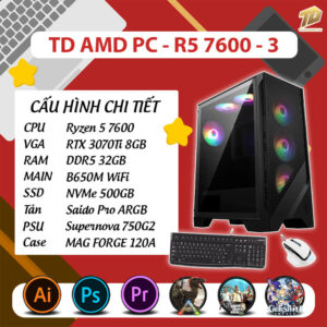 TD AMD PC (R5-7600, B650M, 32GB DDR5, 3070Ti, SSD 500GB)