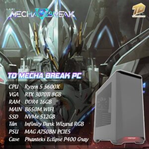 TD Mecha BREAK PC (R5-5600X, B550M, 16GB DDR4, RTX 3070Ti, SSD 512GB)