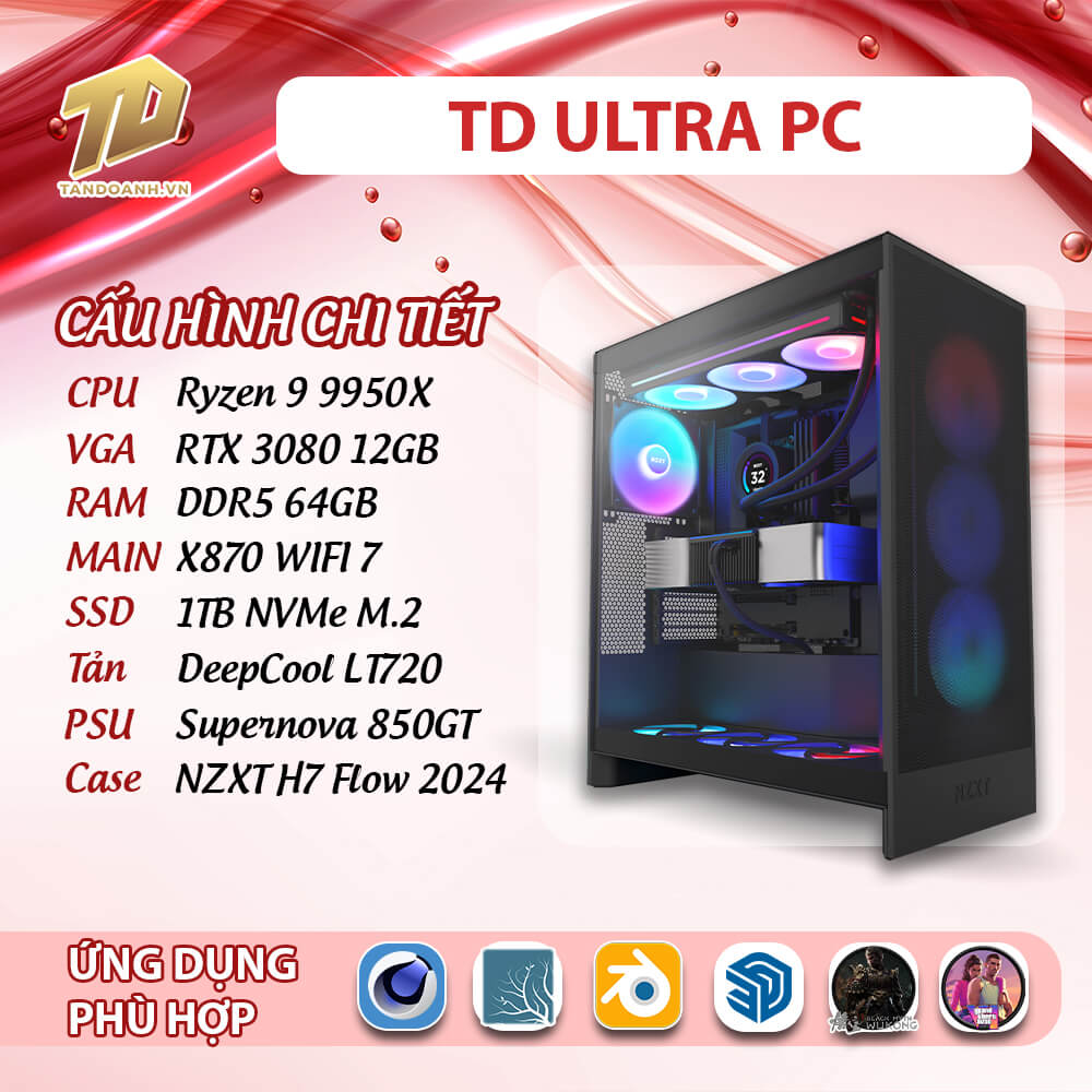 TD ULTRA PC 2025 R9 9950X TD ULTRA PC (R9-9950X, X870E, 64GB DDR5,RTX 3080, SSD 1TB)