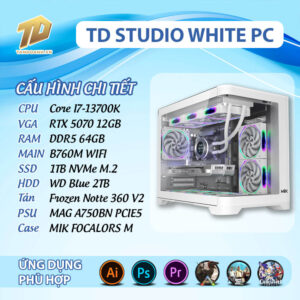 TD STUDIO WHITE PC (I7-13700K, B760M, RTX 5070 12GB, 32GB DDR4, SSD 512GB)