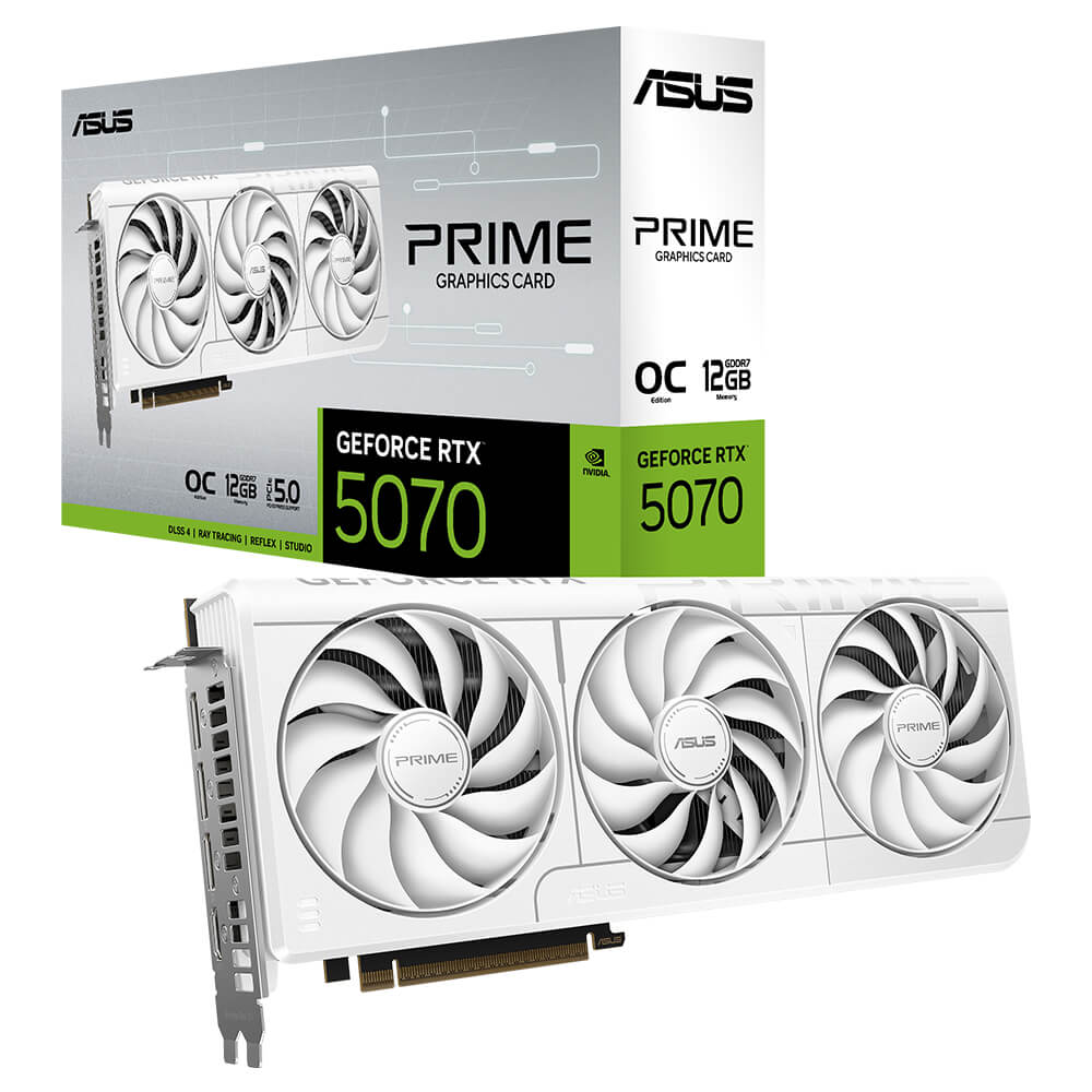 ASUS PRIME GeForce RTX 5070 White OC Edition 12GB GDDR7 H1 ASUS PRIME GeForce RTX™ 5070 White OC Edition - 12GB GDDR7