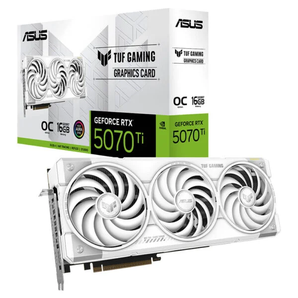 ASUS TUF Gaming GeForce RTX 5070 Ti 16GB GDDR7 White OC Edition H1 ASUS TUF Gaming GeForce RTX™ 5070 Ti White OC Edition - 16GB GDDR7