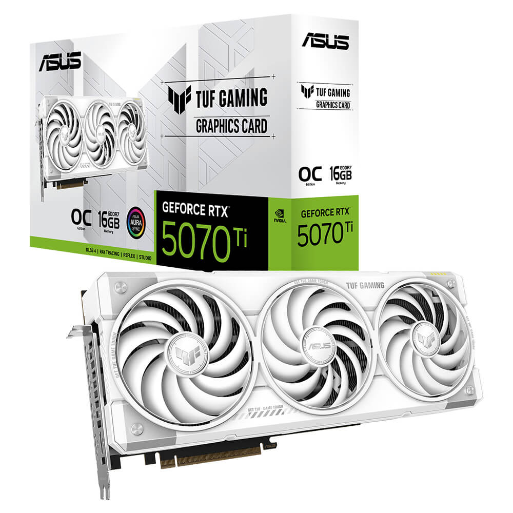 ASUS TUF Gaming GeForce RTX 5070 Ti 16GB GDDR7 White OC Edition H1 ASUS TUF Gaming GeForce RTX™ 5070 Ti White OC Edition - 16GB GDDR7