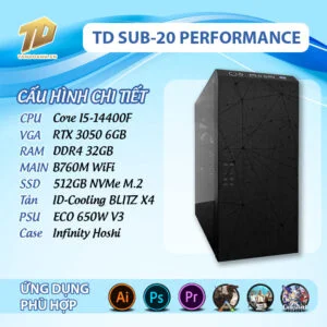 TD SUB-20 PERFORMANCE: i5-14400F · RTX 3050 · 32GB DDR4 · SSD 512GB