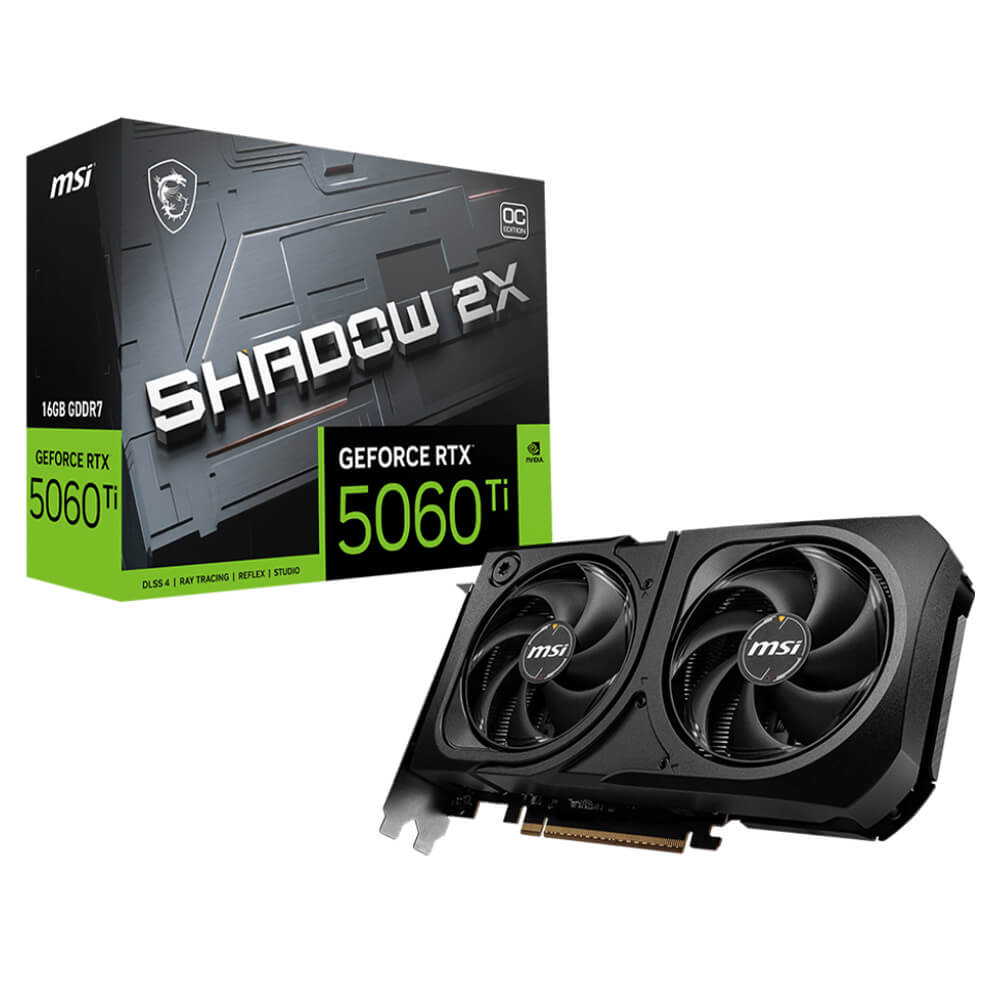 MSI GeForce RTX 5060 Ti 16G SHADOW 2X OC PLUS H1 MSI GeForce RTX™ 5060 Ti 16G SHADOW 2X OC PLUS - 16GB GDDR7