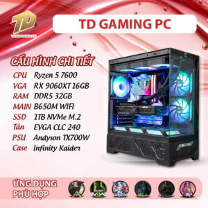 TD GAMING PC (R5-7600, B650M, 32GB DDR5, RX 9060XT, SSD 1TB)