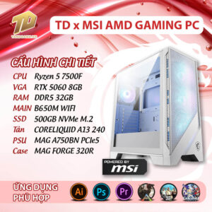 TD x MSI AMD GAMING PC (R5-7500F, B650M, RTX 5060, 32GB DDR5, SSD 500GB)