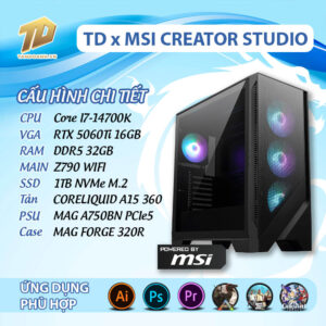 TD x MSI CREATOR STUDIO (I7-14700K, Z790, RTX 5060Ti, 32GB DDR5, SSD 1TB)