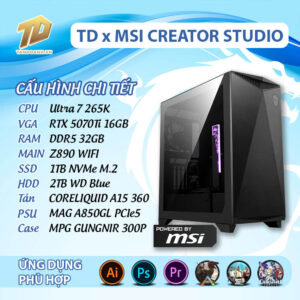 TD x MSI CREATOR STUDIO (Ultra 7 265K, RTX 5070Ti, Z890, 32GB DDR5, SSD 1TB, HDD 2TB)