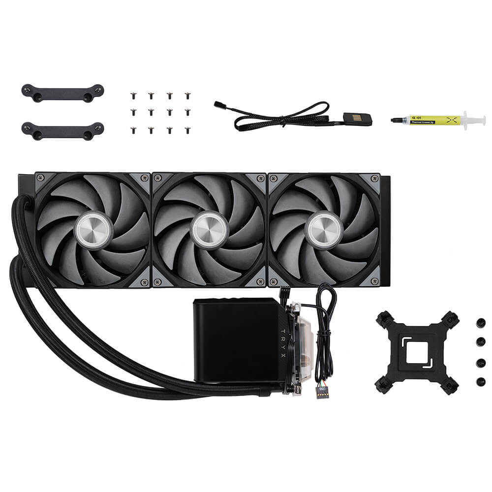 TRYX PANORAMA 360 Black H3 TRYX PANORAMA 360 Black - 360mm L-shaped AMOLED Screen Liquid Cooler - Ảnh 3