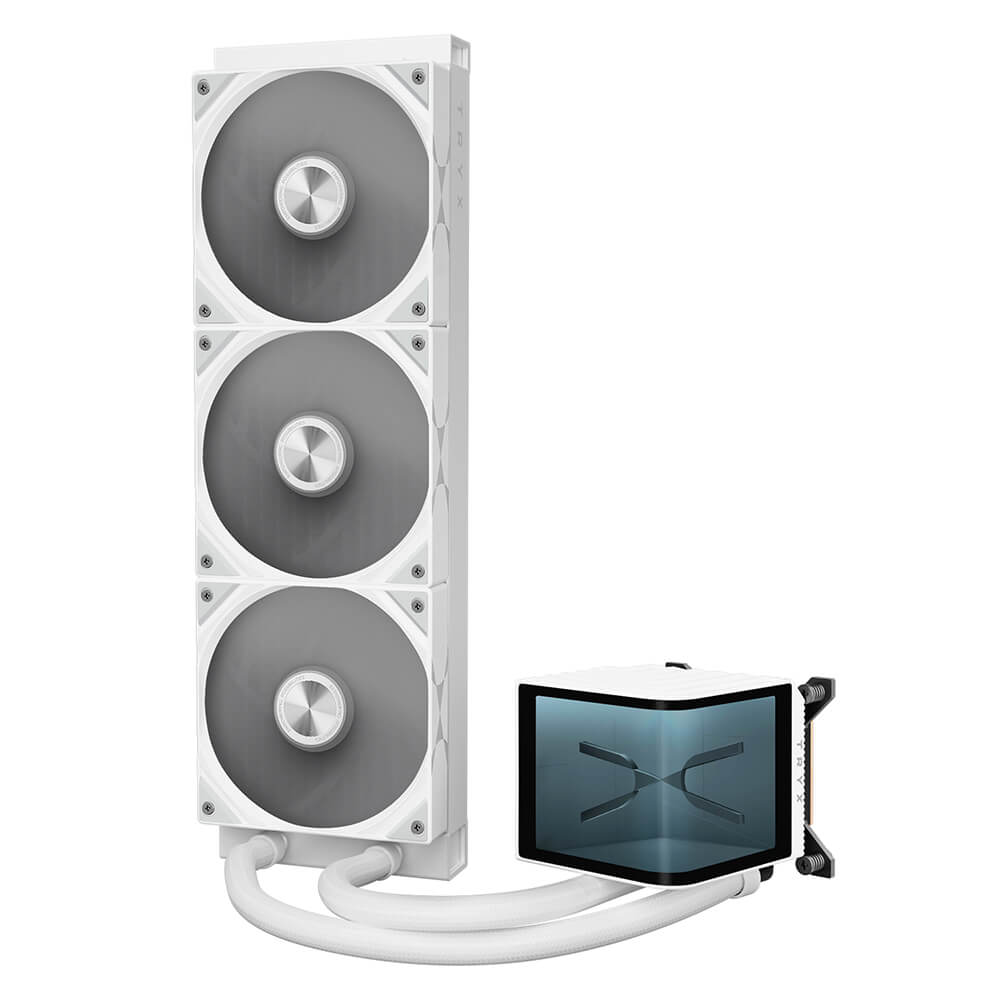 TRYX PANORAMA 360 White H2 TRYX PANORAMA 360 White - 360mm L-shaped AMOLED Screen Liquid Cooler - Ảnh 2