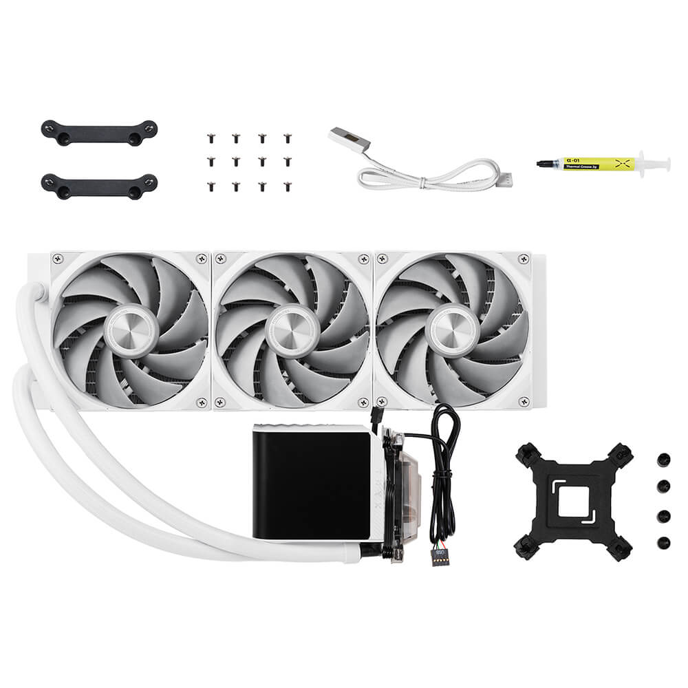 TRYX PANORAMA 360 White H3 TRYX PANORAMA 360 White - 360mm L-shaped AMOLED Screen Liquid Cooler - Ảnh 3