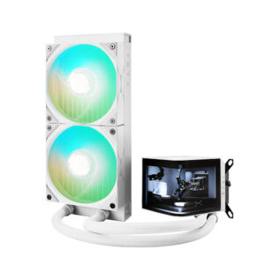 TRYX PANORAMA ARGB 240 White - 240mm L-shaped AMOLED Screen Liquid Cooler