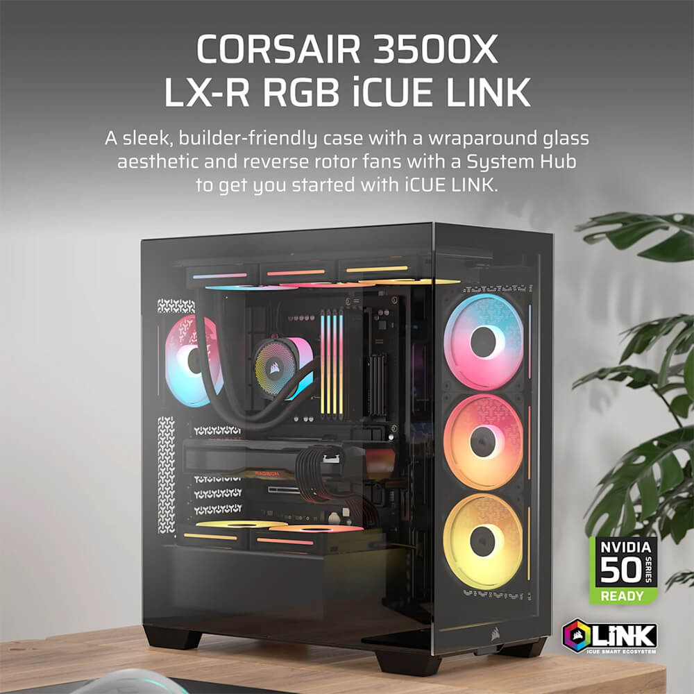 Corsair 3500X LX R RGB iCUE LINK Black H2 Corsair 3500X LX-R RGB iCUE LINK Black - Tempered Glass Mid-Tower PC Case - Ảnh 2