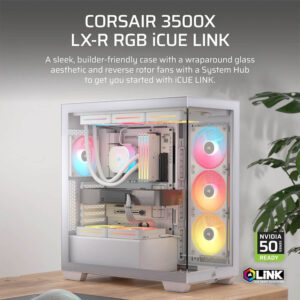 Corsair 3500X LX R RGB iCUE LINK White H2 Corsair 3500X LX-R RGB iCUE LINK White - Tempered Glass Mid-Tower PC Case